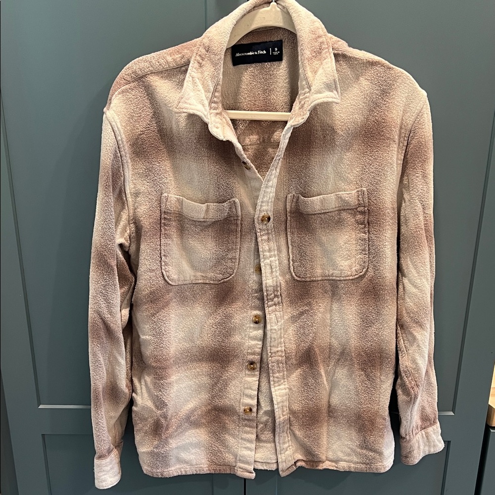 Abercrombie & Fitch Men's Casual Beige Plaid Shirt